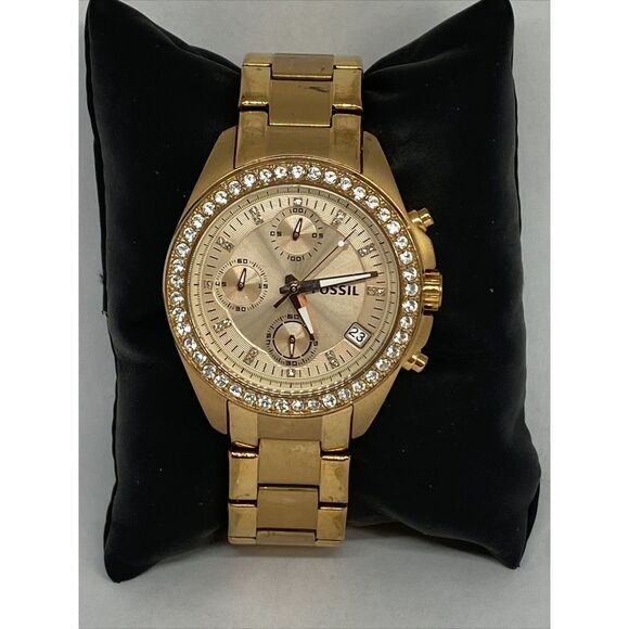 Fossil ES3352 Women Gold Stainless Steel Analog Dial Quartz Genuine Watch HK1101 - Picture 1 of 12